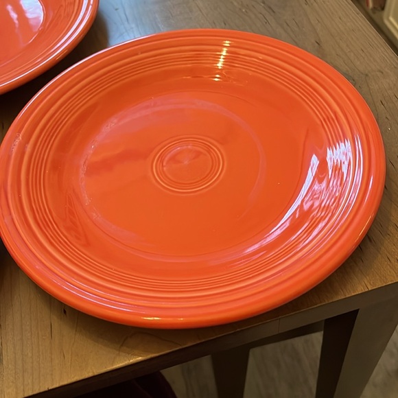 Vintage Homer Laughlin Fiesta Wear Orange 10.5 inch Round Dinner Plate Set of 3 - Picture 3 of 5